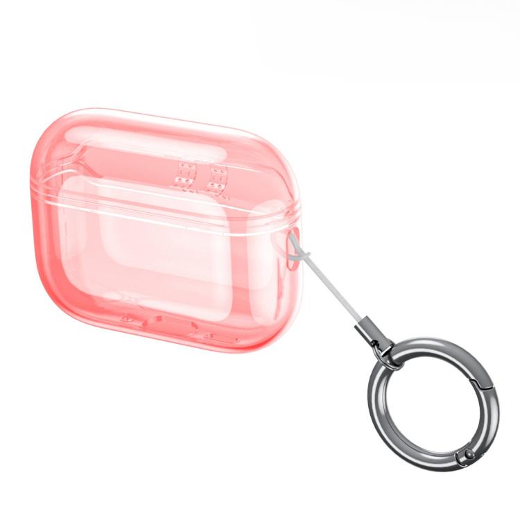 For Airpods Pro 2 Integrated High Transparency Full Coverage TPU Protective Earbuds Case(Transparent Pink)