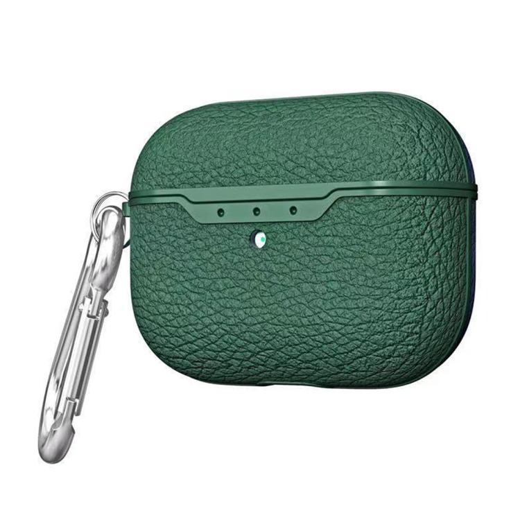 For Airpods Pro 2 Litchi Pattern TP Soft Shell Earphone Protective Case(Green)