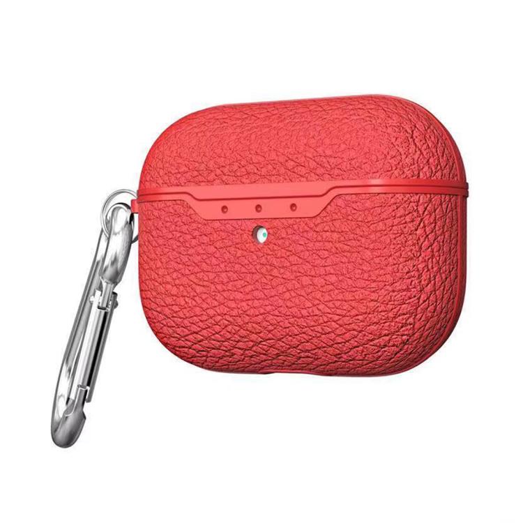For Airpods Pro 2 Litchi Pattern TP Soft Shell Earphone Protective Case(Red)