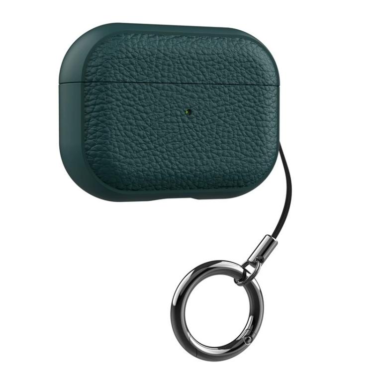 For AirPods Pro 2 Lychee Texture TPU Earphone Cover with Buckle(Green)