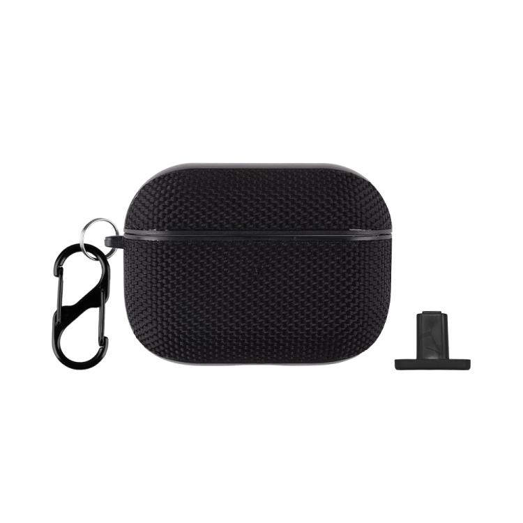 For AirPods Pro 2 Nylon Waterproof Wireless Earphone Split-type Case with Hook(Black)