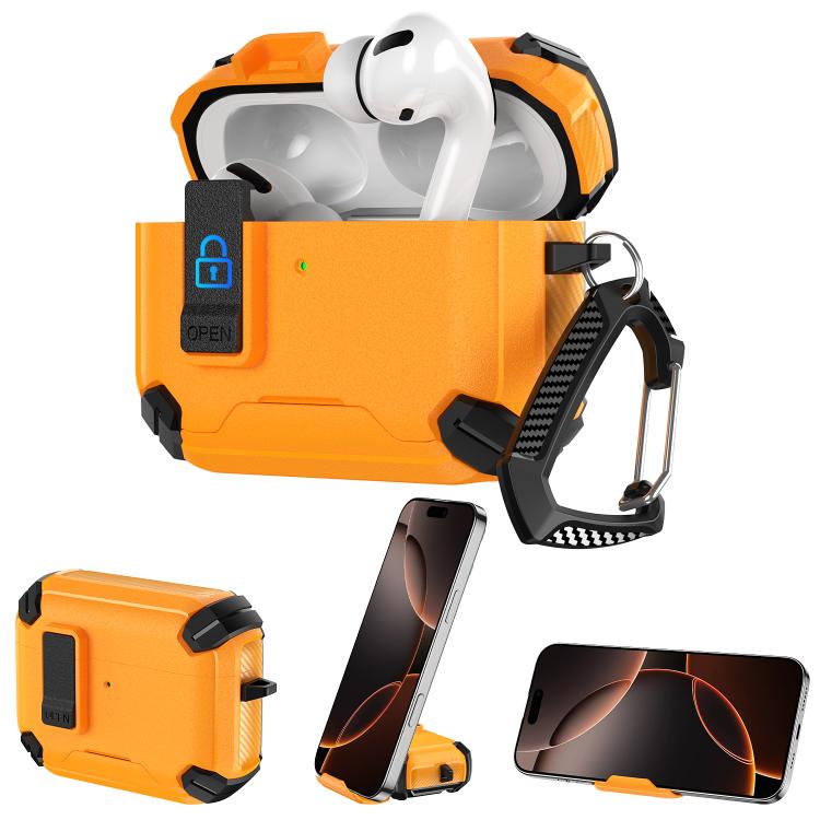 For AirPods Pro 2 / Pro Explorer Dual Color Side Carbon Fiber Magnetic Holder Earphone Case(Black Yellow)