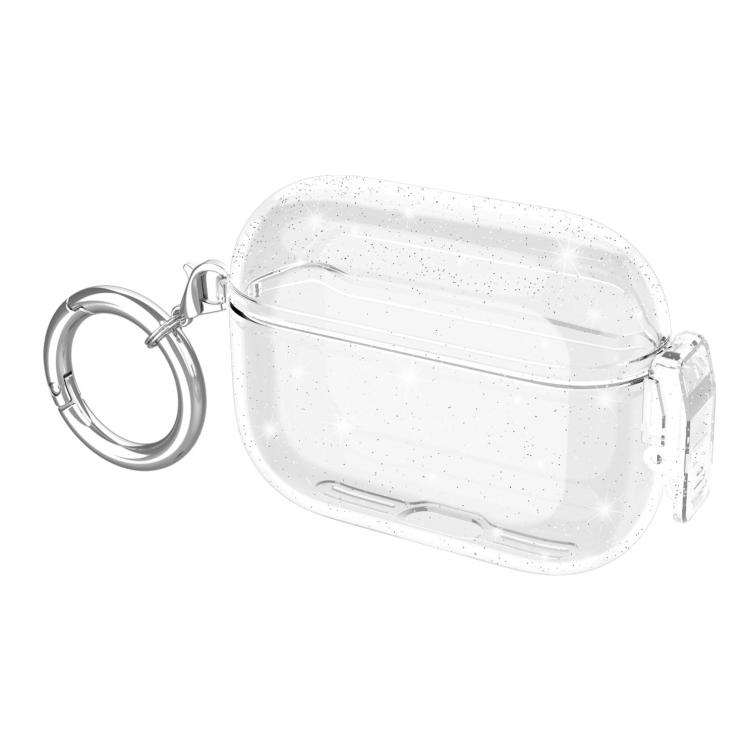 For Airpods Pro 2 Snap-on Shockproof Switch Soft Case Protective Cover(Glitter Transparent)