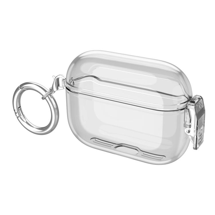 For Airpods Pro 2 Snap-on Shockproof Switch Soft Case Protective Cover(Transparent Black)