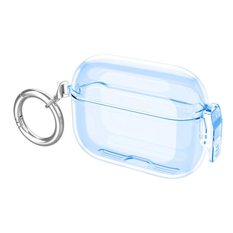 For Airpods Pro 2 Snap-on Shockproof Switch Soft Case Protective Cover(Transparent Blue)
