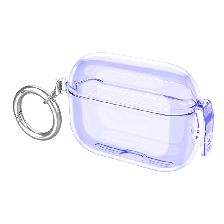 For Airpods Pro 2 Snap-on Shockproof Switch Soft Case Protective Cover(Transparent Purple)