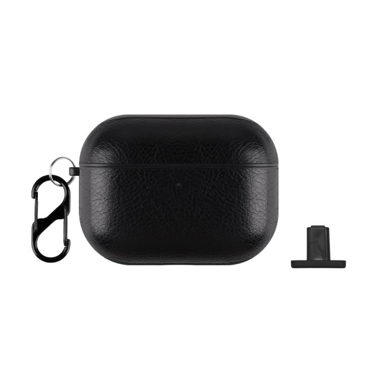For AirPods Pro 2 Two-Piece Style PU Leather Earphone Case with Hook & Thimble(Black)