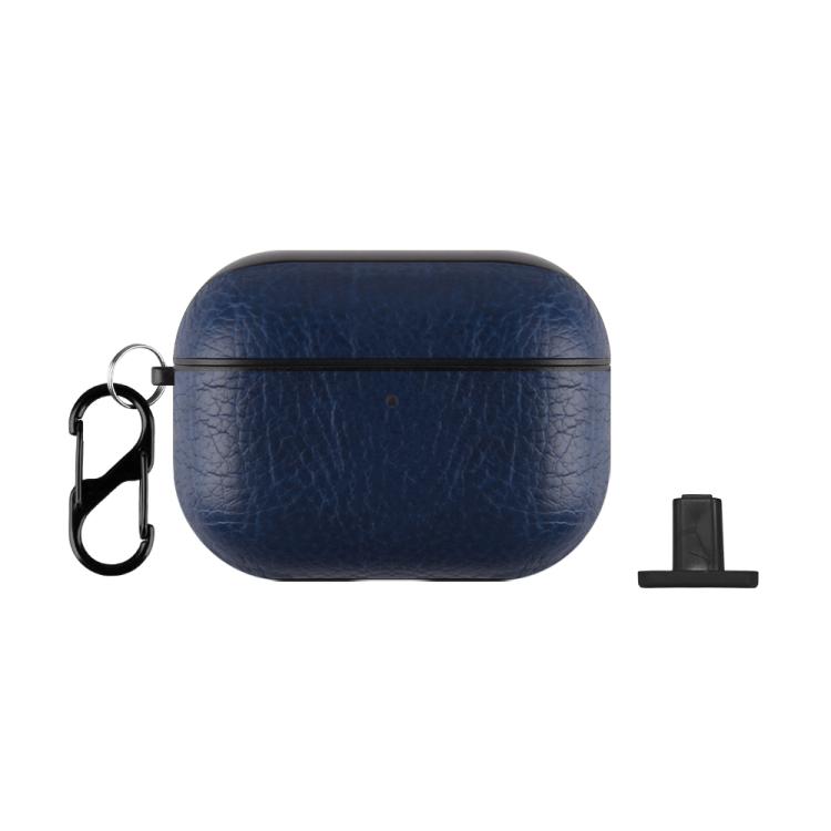 For AirPods Pro 2 Two-Piece Style PU Leather Earphone Case with Hook & Thimble(Blue)