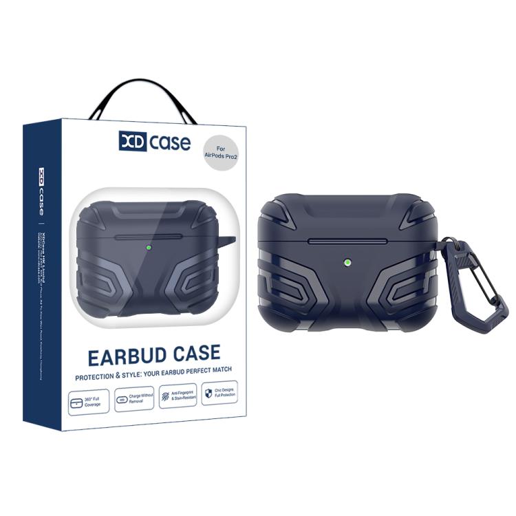 For AirPods Pro 2 XDcase Dark Pattern TPU Earphone Cover with Carabiner(Dark Blue)