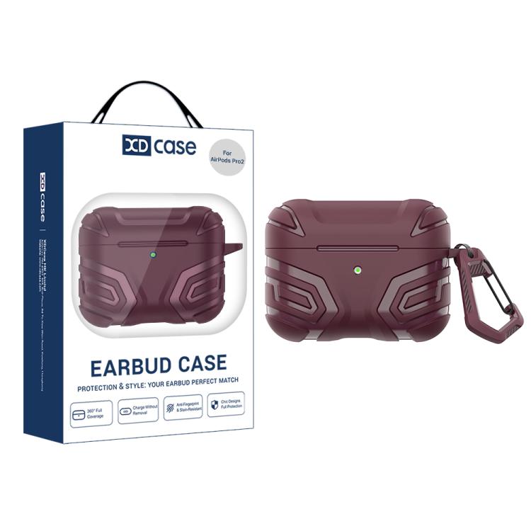 For AirPods Pro 2 XDcase Dark Pattern TPU Earphone Cover with Carabiner(Red)
