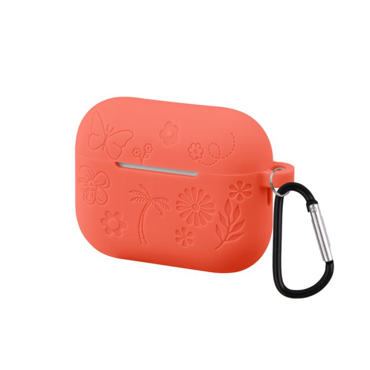 For AirPods Pro 3 2.0mm Butterfly Pattern Silicone Earphone Case with Hook(Orange)