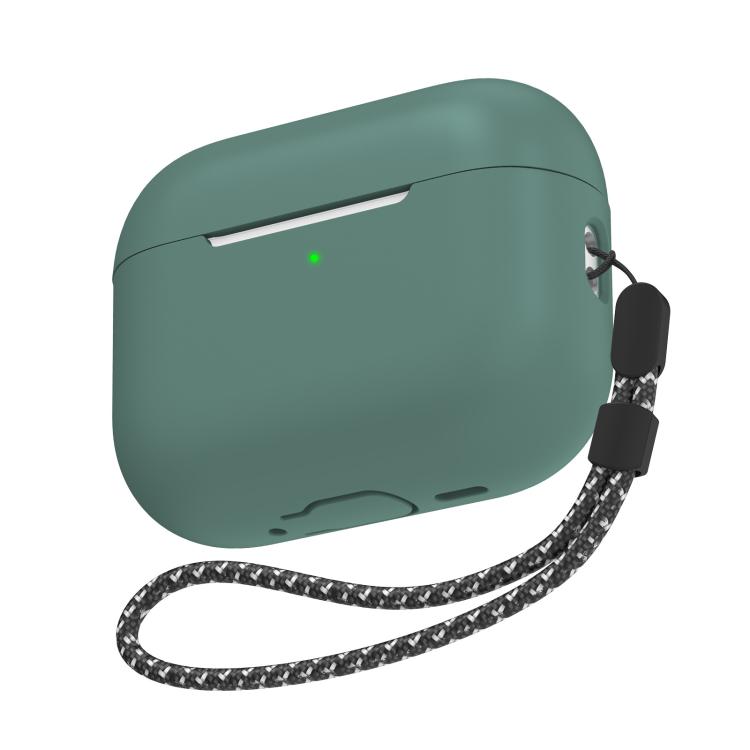 For AirPods Pro 3 AhaStyle PT197 Silicone Full-Coverage Earphone Case With Lanyard(Green)