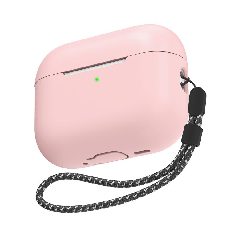 For AirPods Pro 3 AhaStyle PT197 Silicone Full-Coverage Earphone Case With Lanyard(Pink)