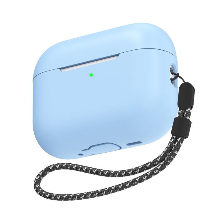 For AirPods Pro 3 AhaStyle PT197 Silicone Full-Coverage Earphone Case With Lanyard(Sky Blue)