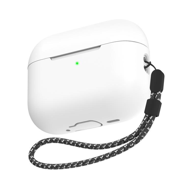 For AirPods Pro 3 AhaStyle PT197 Silicone Full-Coverage Earphone Case With Lanyard(White)