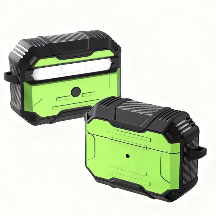 For AirPods Pro 3 Armor TPU Hybrid PC Shockproof Earphones Cover with Hook(Grass Green)