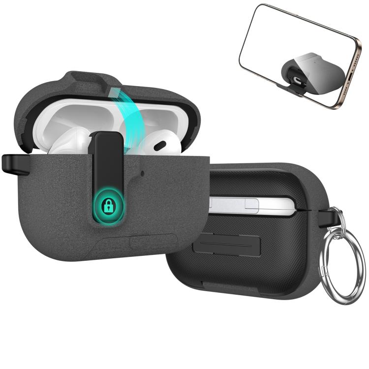 For AirPods Pro 3 Auto Switch Lock Integrated Holder Wireless Earphone Case(Gray Velvet Paint)