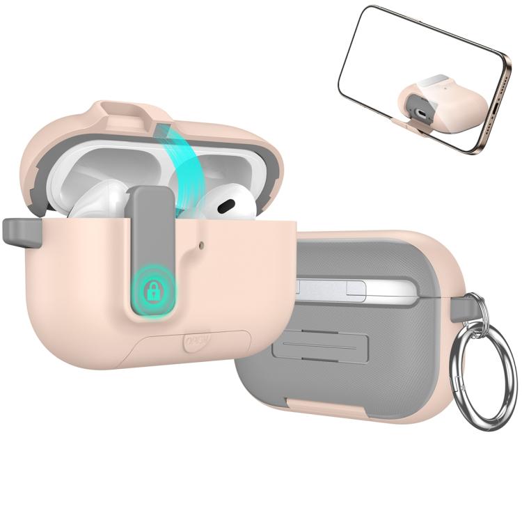 For AirPods Pro 3 Auto Switch Lock Integrated Holder Wireless Earphone Case(Pink)