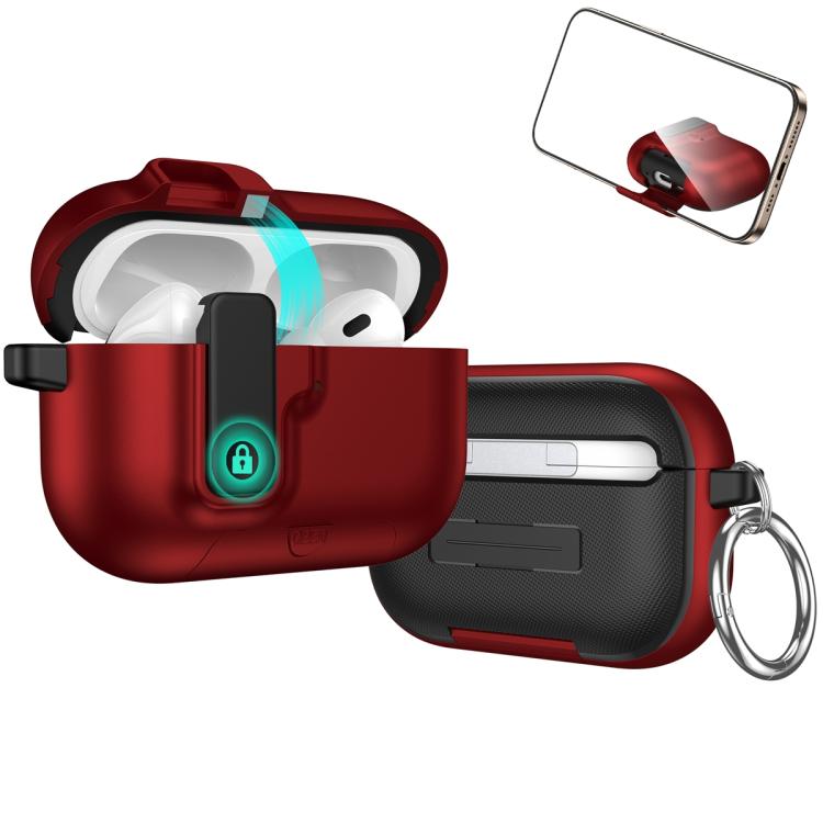 For AirPods Pro 3 Auto Switch Lock Integrated Holder Wireless Earphone Case(Red)