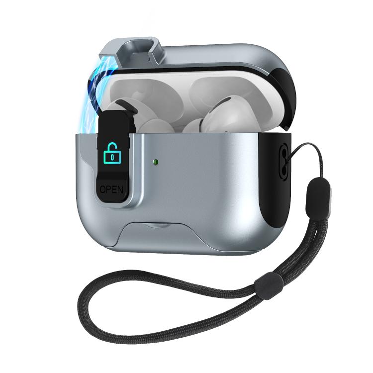 For AirPods Pro 3 Automatic Pop-up Cover Holder Earphone Case with Switch Lock(Grey)