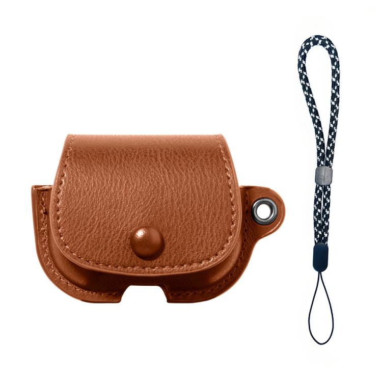 For AirPods Pro 3 Backpack Style PU Leather Earphone Protective Case with Lanyard(Light Brown)