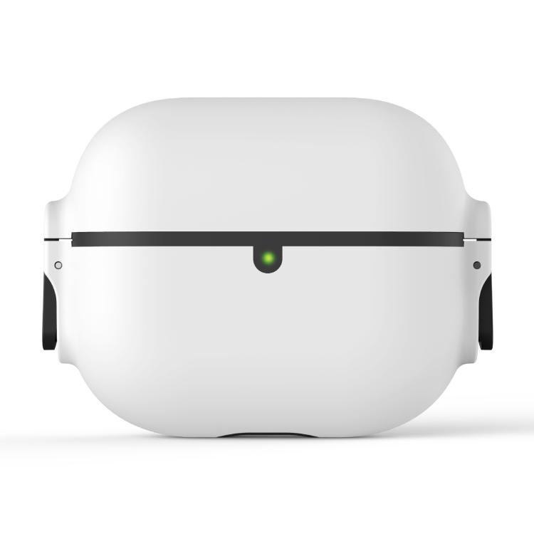 For AirPods Pro 3 Bilateral Spring Action Switch PC Earphone Protective Cover with Carabiner(White)