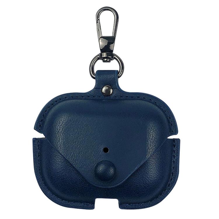 For AirPods Pro 3 Business Leather Earphone Protective Case with Hook(Blue)