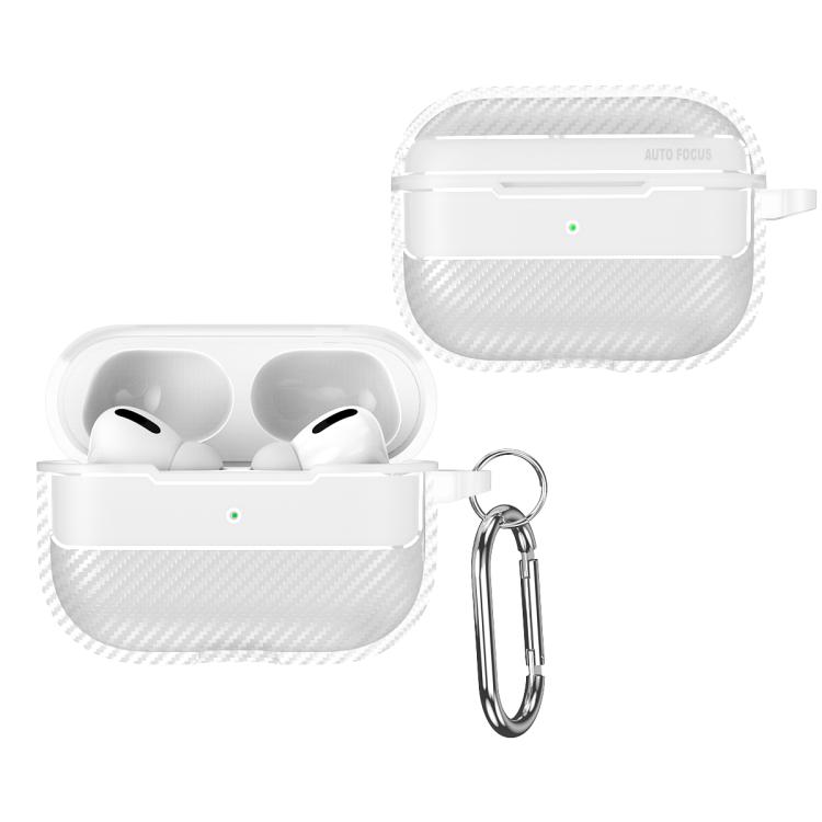 For AirPods Pro 3 Carbon Fiber Texture Bluetooth Earphone Protective Case(Transparent)