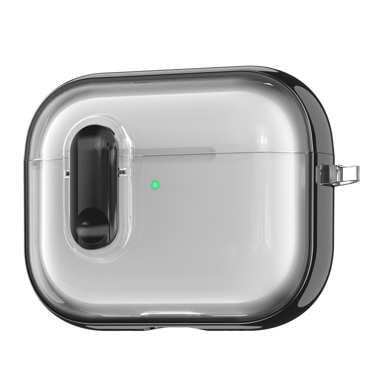 For AirPods Pro 3 Clear Electroplating Wireless Earphones Case with Switch(Black)