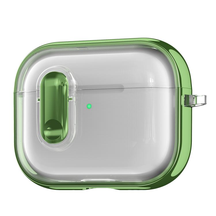 For AirPods Pro 3 Clear Electroplating Wireless Earphones Case with Switch(Green)