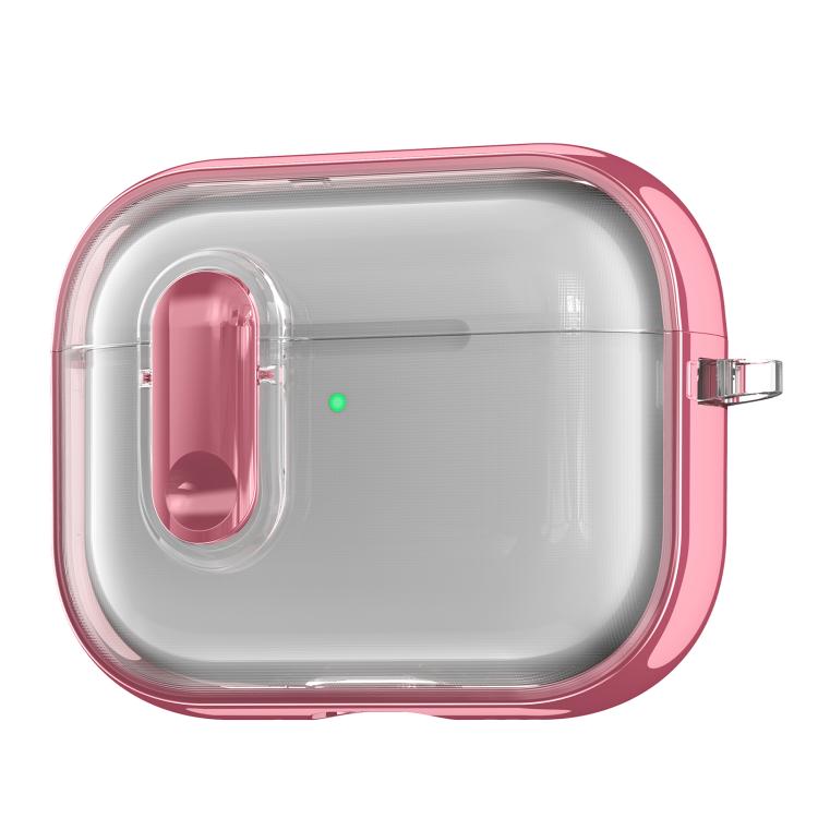 For AirPods Pro 3 Clear Electroplating Wireless Earphones Case with Switch(Pink)