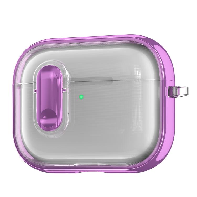 For AirPods Pro 3 Clear Electroplating Wireless Earphones Case with Switch(Purple)