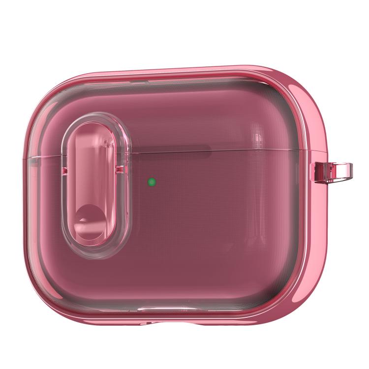 For AirPods Pro 3 Clear Electroplating Wireless Earphones Case with Switch(Translucent Pink)