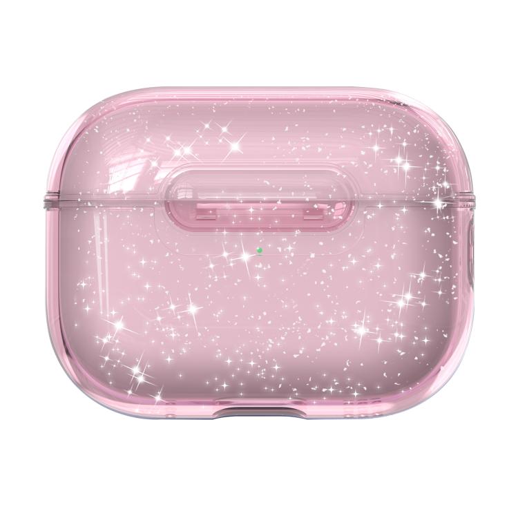 For AirPods Pro 3 Clear Lock Wireless Earphone Shockproof Protective Case(Glitter Pink)