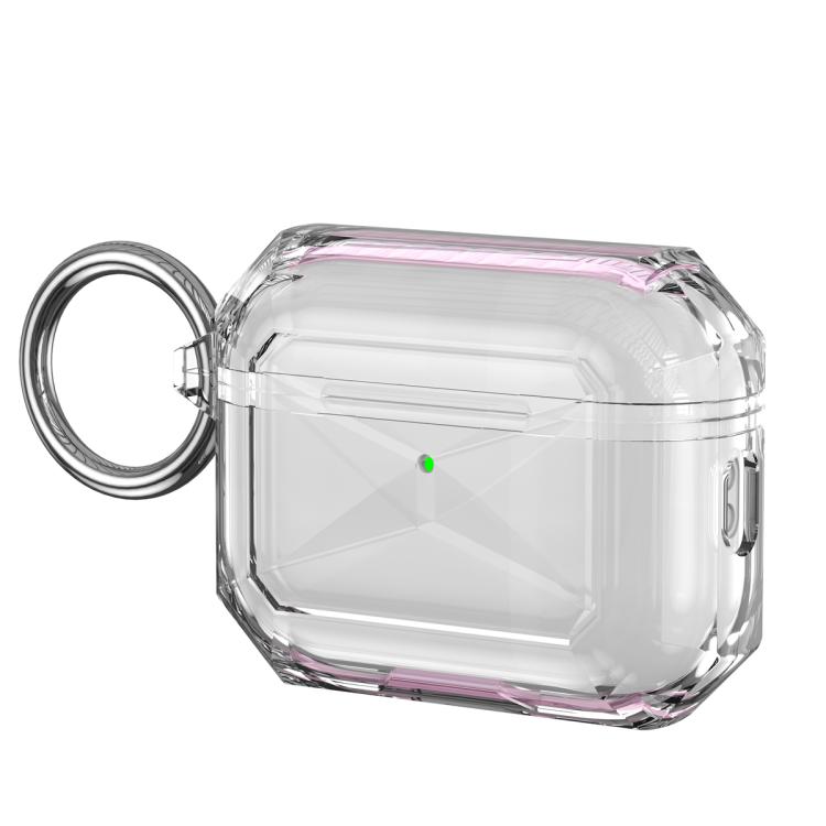 For AirPods Pro 3 Contrast Color Transparent TPU Earphone Protective Case(Pink)