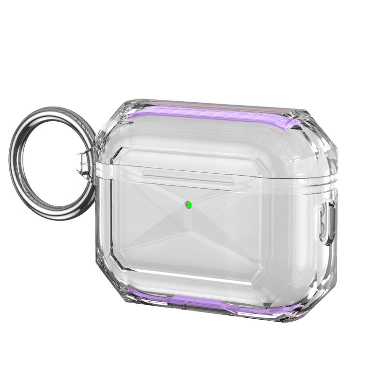 For AirPods Pro 3 Contrast Color Transparent TPU Earphone Protective Case(Purple)