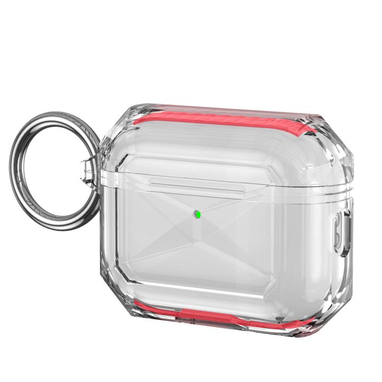 For AirPods Pro 3 Contrast Color Transparent TPU Earphone Protective Case(Red)