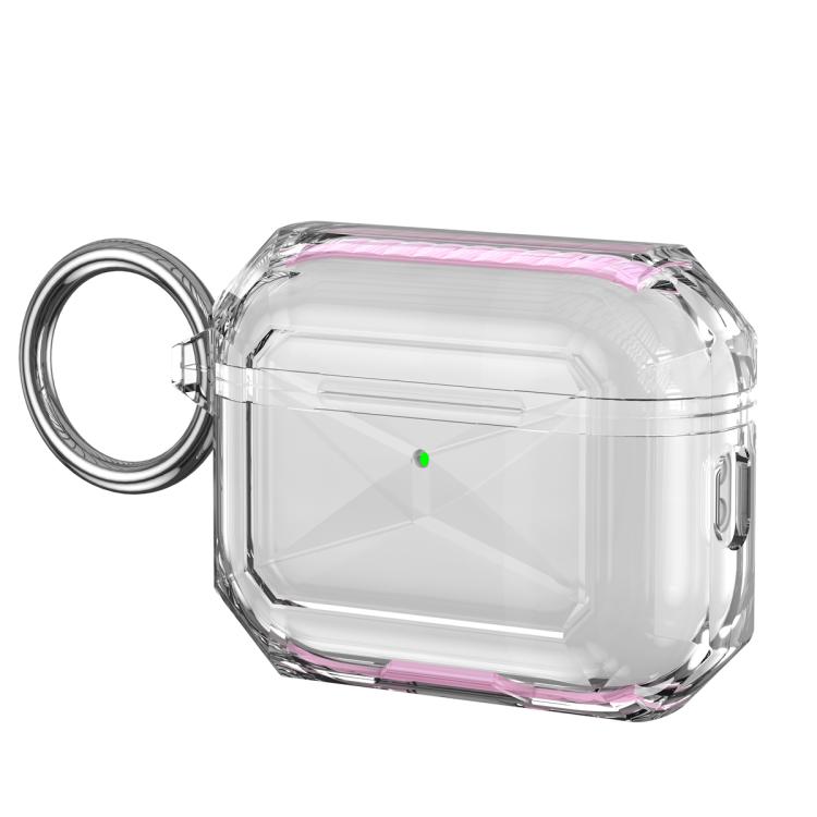 For AirPods Pro 3 Contrast Color Transparent TPU Earphone Protective Case(Rose Red)