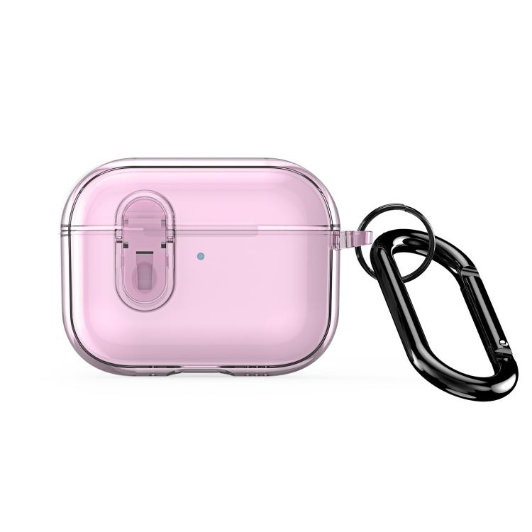 For AirPods Pro 3 DUX DUCIS PECL Series Split Transparent Earphone Case with Hook(Pink)