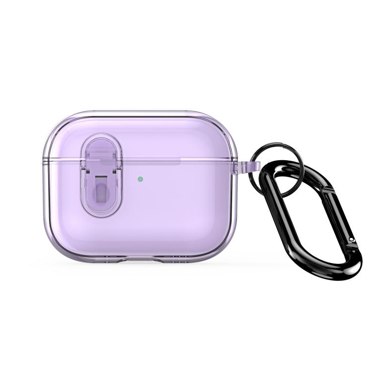 For AirPods Pro 3 DUX DUCIS PECL Series Split Transparent Earphone Case with Hook(Purple)