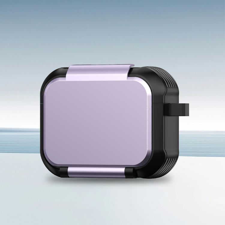 For AirPods Pro 3 Foldable Stand Shockproof Earphone Protective Case with Mirror(Purple)