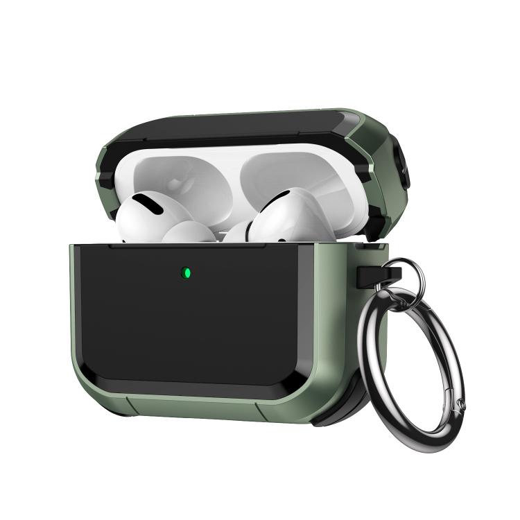For AirPods Pro 3 Full-Coverage Shockproof TPU Hybrid PC Earphone Cover with Carabiner(Army Green)