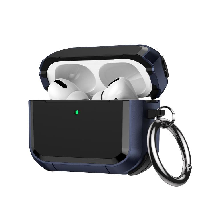 For AirPods Pro 3 Full-Coverage Shockproof TPU Hybrid PC Earphone Cover with Carabiner(Blue)