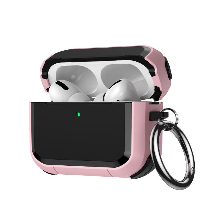 For AirPods Pro 3 Full-Coverage Shockproof TPU Hybrid PC Earphone Cover with Carabiner(Pink)