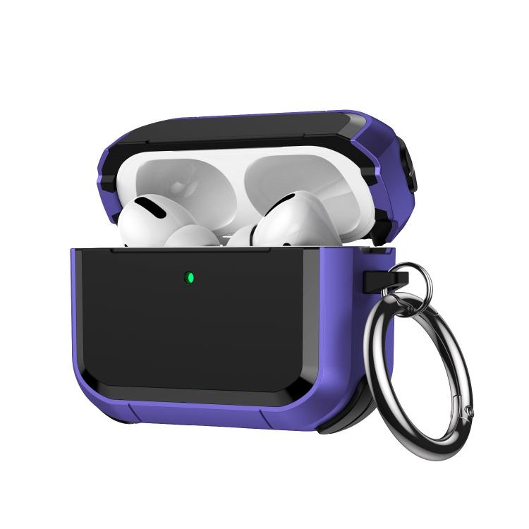 For AirPods Pro 3 Full-Coverage Shockproof TPU Hybrid PC Earphone Cover with Carabiner(Purple)