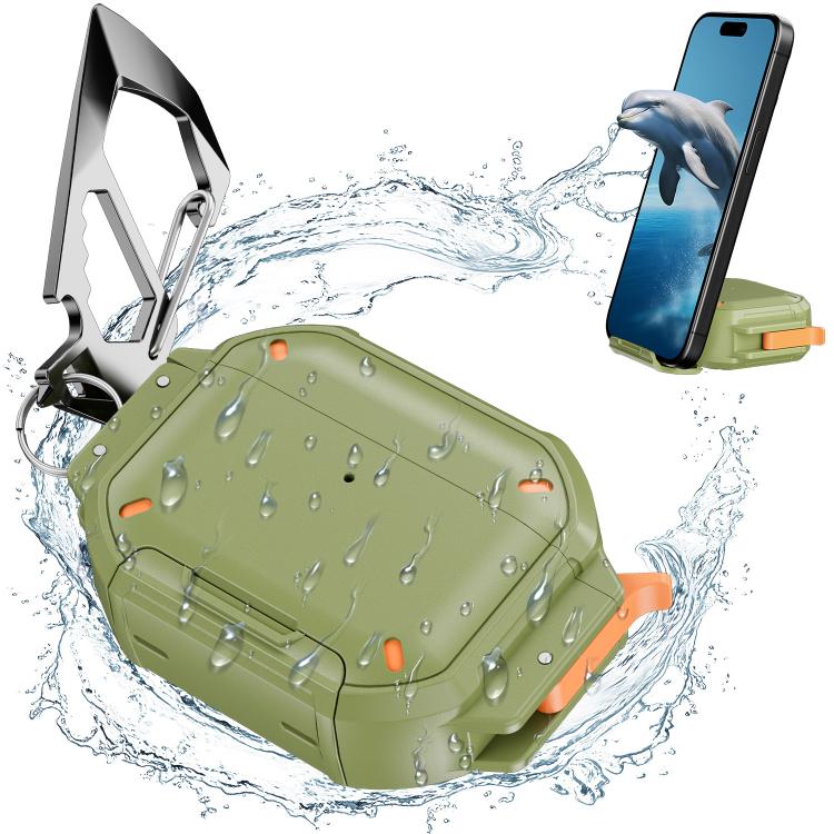 For AirPods Pro 3 Fully Enclosed Shockproof Waterproof Headphone Case(Green Orange)