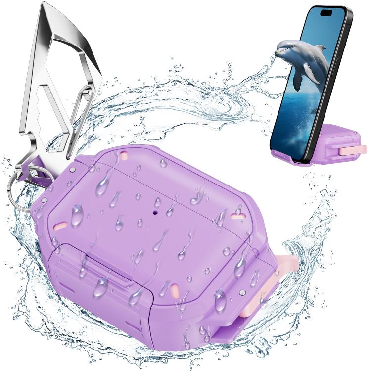 For AirPods Pro 3 Fully Enclosed Shockproof Waterproof Headphone Case(Pink Purple)