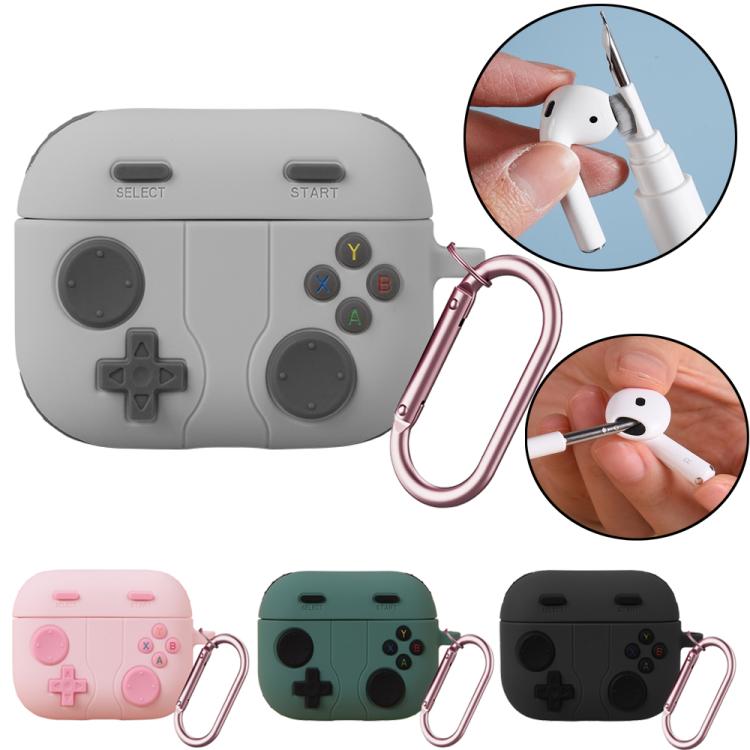 For AirPods Pro 3 Game Console Style Wireless Earphone Silicone Cover with Cleaning Pen(Grey)