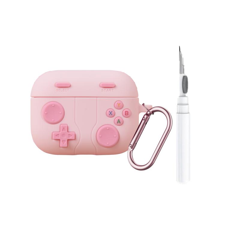 For AirPods Pro 3 Game Console Style Wireless Earphone Silicone Cover with Cleaning Pen(Pink)