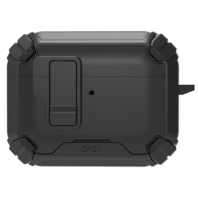 For AirPods Pro 3 LeReach Mega Series Armor Edition Wireless Earphone Case with Holder(Black)